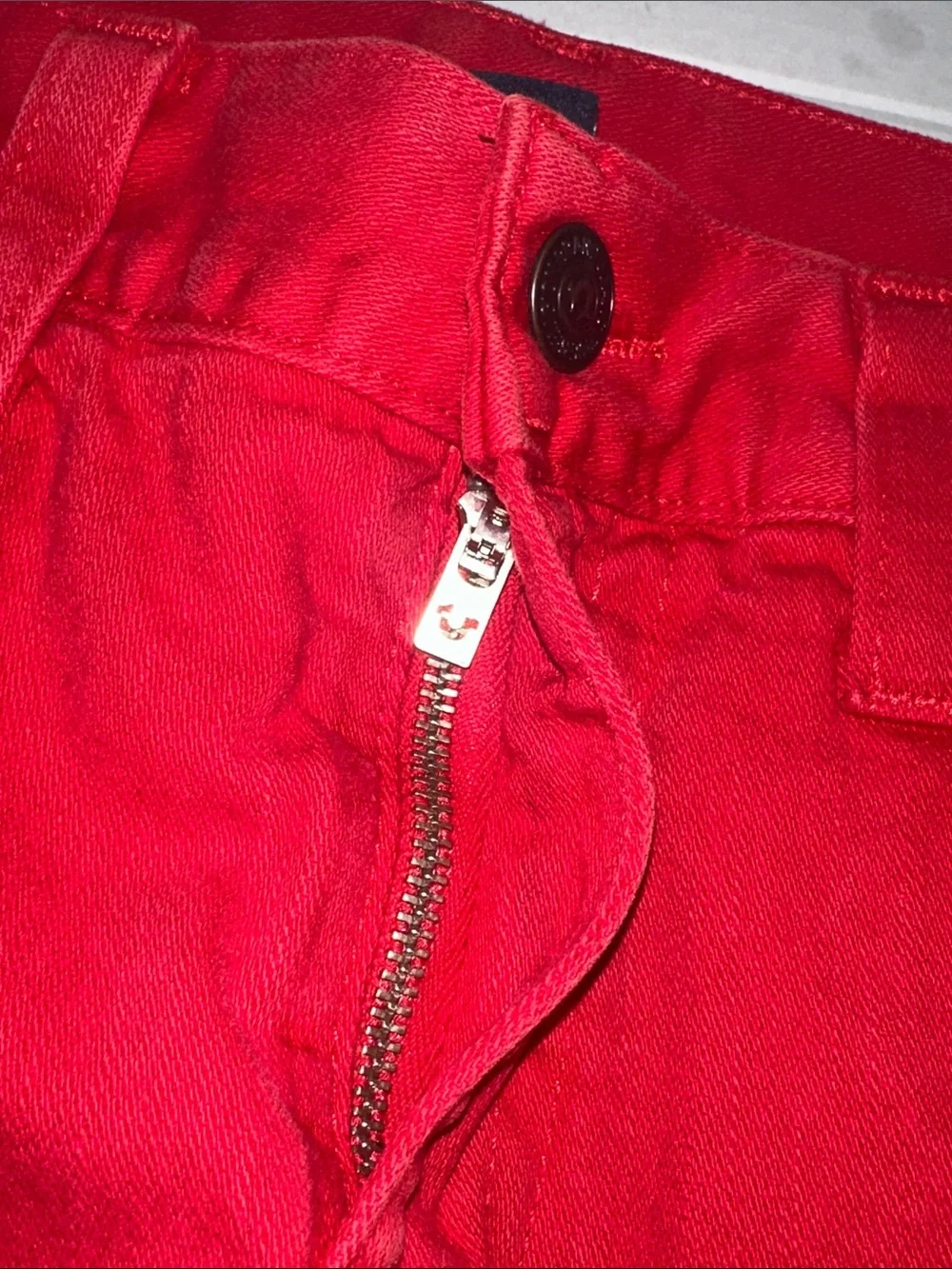 True Religion Red RickyJeans Relaxed Straight Denim Mens Size 34 Cotton